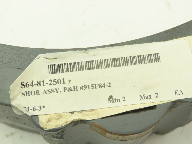 P&H Morris 915F84-2 Magnetic Brake Shoe 8"  Set of 2