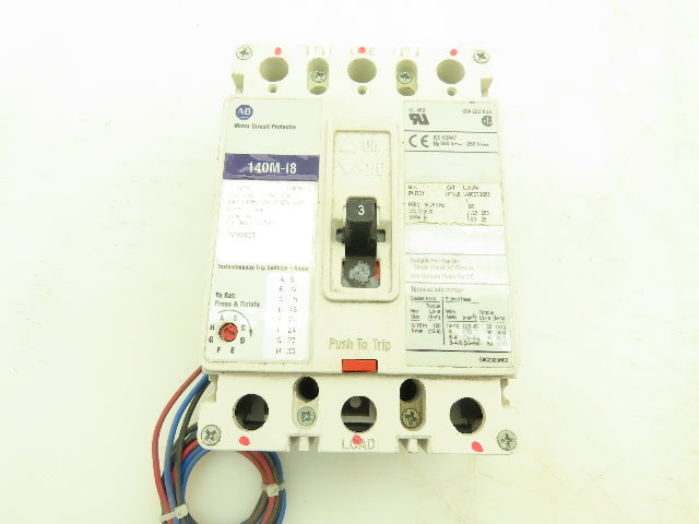 Allen Bradley 140M-I8P-B30S-CXM Motor Circuit Protector Breaker 3P 3A 3PH 600VAC