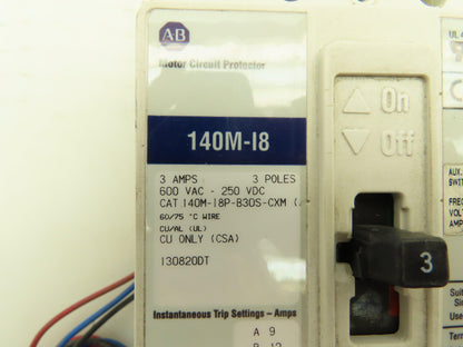 Allen Bradley 140M-I8P-B30S-CXM Motor Circuit Protector Breaker 3P 3A 3PH 600VAC