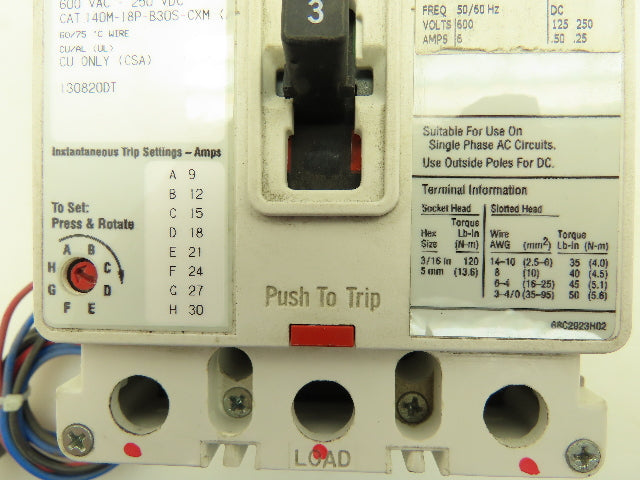 Allen Bradley 140M-I8P-B30S-CXM Motor Circuit Protector Breaker 3P 3A 3PH 600VAC