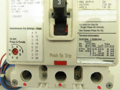 Allen Bradley 140M-I8P-B30S-CXM Motor Circuit Protector Breaker 3P 3A 3PH 600VAC