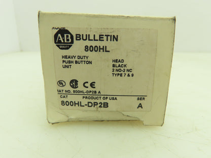 Allen Bradley 800HL-DP2B Mushroom Head Push Button Type 7 & 9 Ser A 2 NO 2 NC