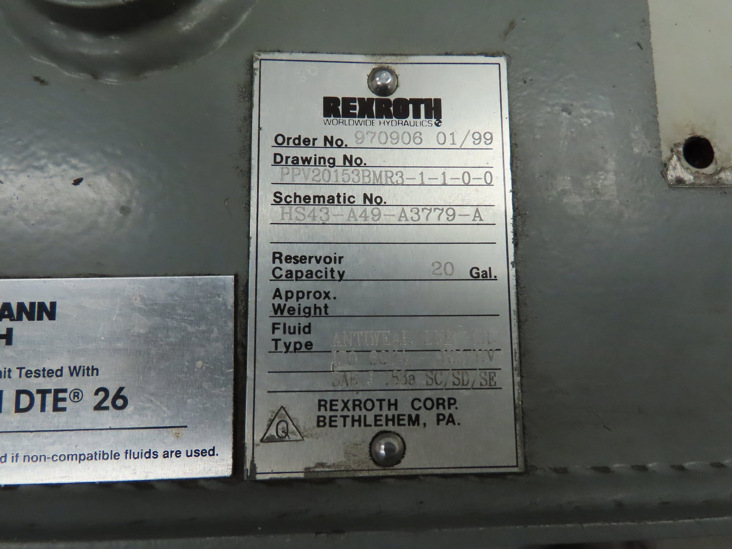 Rexroth Hydraulic Fluid Tank 20 Gallon Holding Tank SAE 4 Bolt 24x17x14"