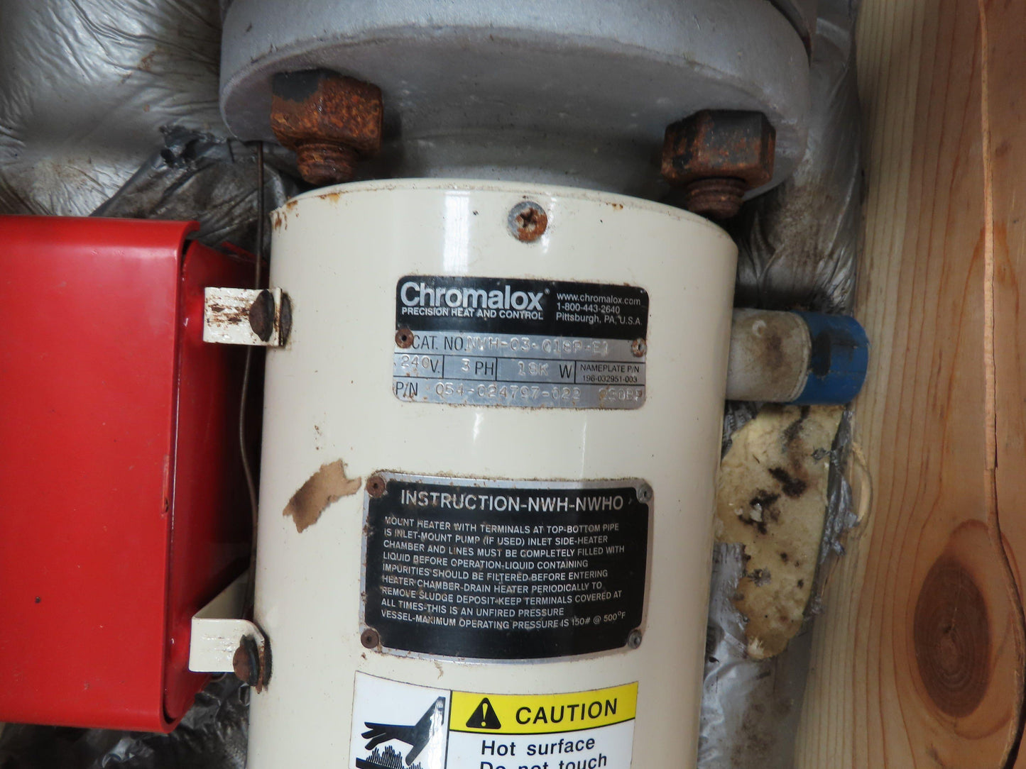 Chromalox NWH-03-018P-E1 Circulation Heater 18kw 240V 3Ph Thermostat 60-250°F