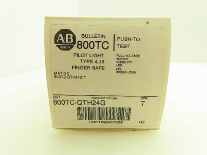 Allen Bradley 800TC-QTH24G Push To Test Button 30.5MM 1NO1 NC 24V AC/DC Ser T