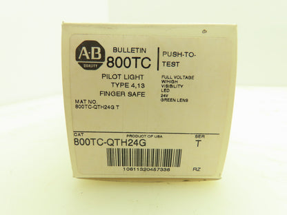 Allen Bradley 800TC-QTH24G Push To Test Button 30.5MM 1NO1 NC 24V AC/DC Ser T
