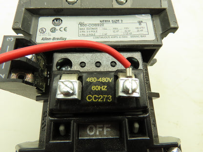 Allen Bradley 500-COB920 Motor Starter Contactor 600VAC Nema 2 Ser B 480V Coil