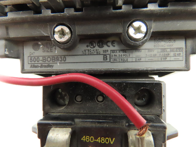 Allen Bradley 500-BOB930 Motor Starter Contactor 480V 10HP 3Ph Nema 1 480V Coil