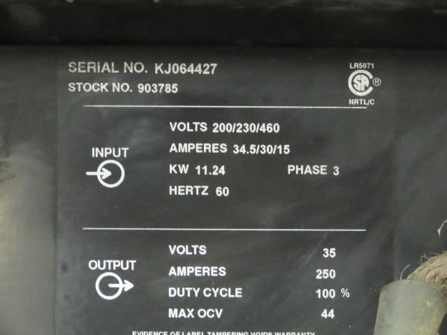 Miller CP-252TS Mig Welder 100% Duty 22A Wire Feeder 200/230/460v 3PH 250 amp