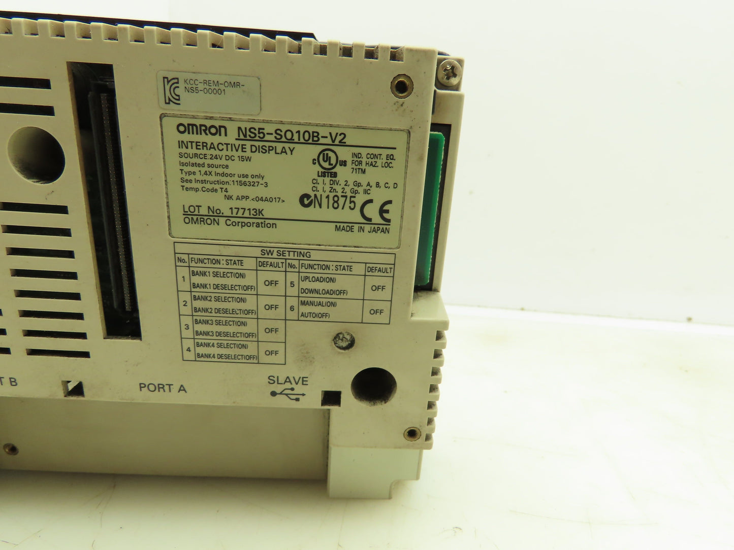 Omron NS5-SQ10B-V2 PLC Interactive Display 5.7 in LCD 24V 15W Missing Screen