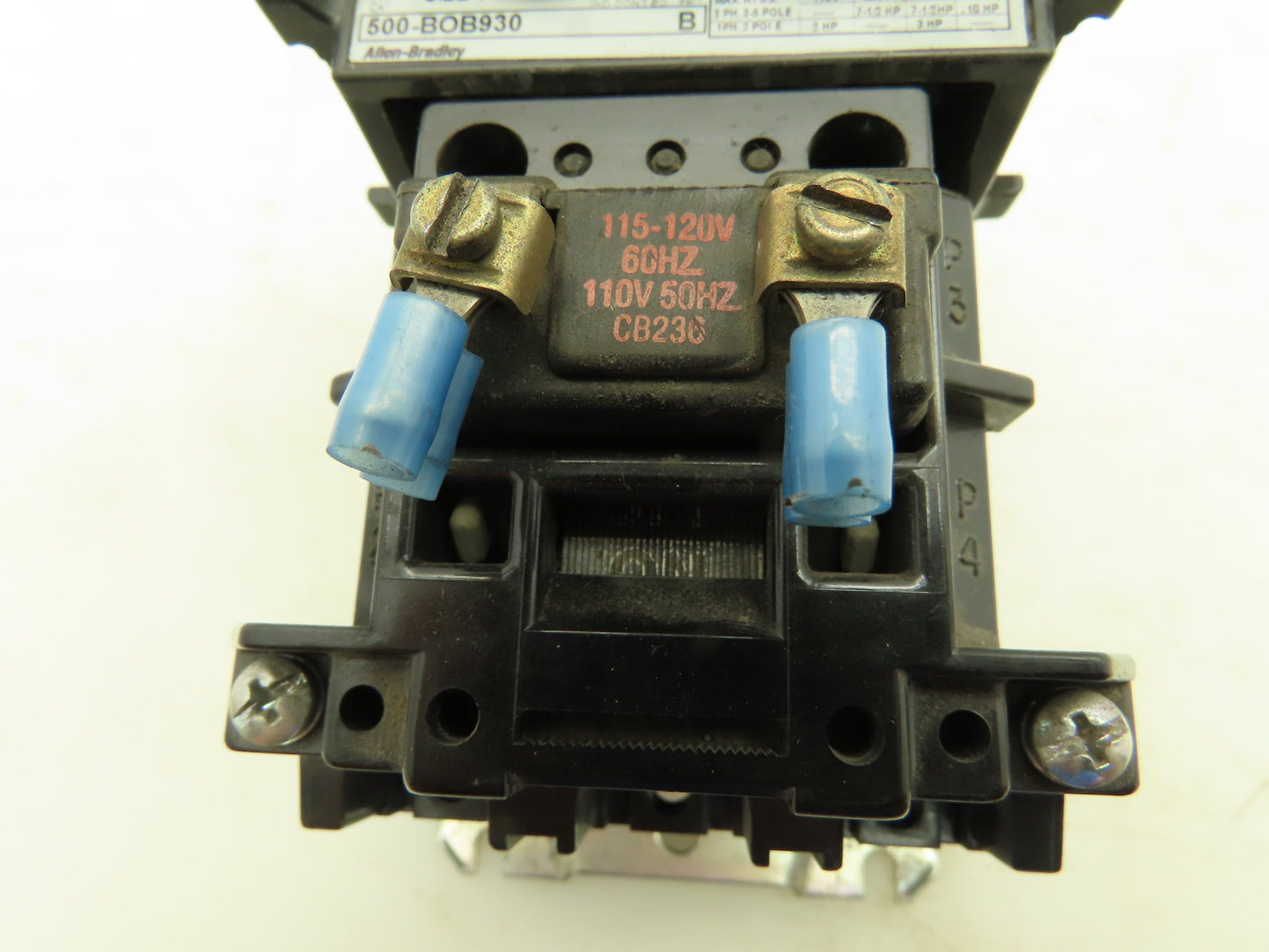 Allen Bradley 500-BOB930 Motor Starter Contactor 600VAC 3Ph 10HP 120V Ser B