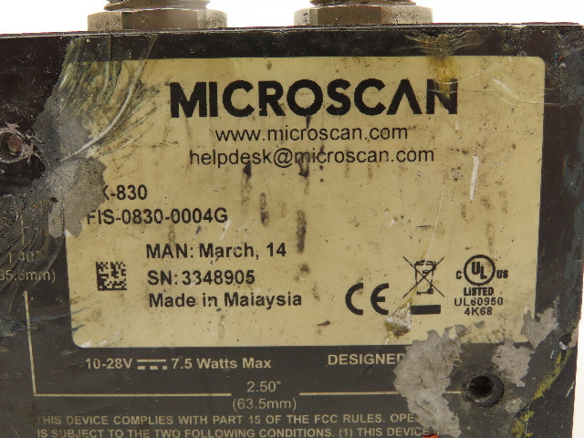 Microscan QX-830 FIS-0830-0004G Barcode Scanner