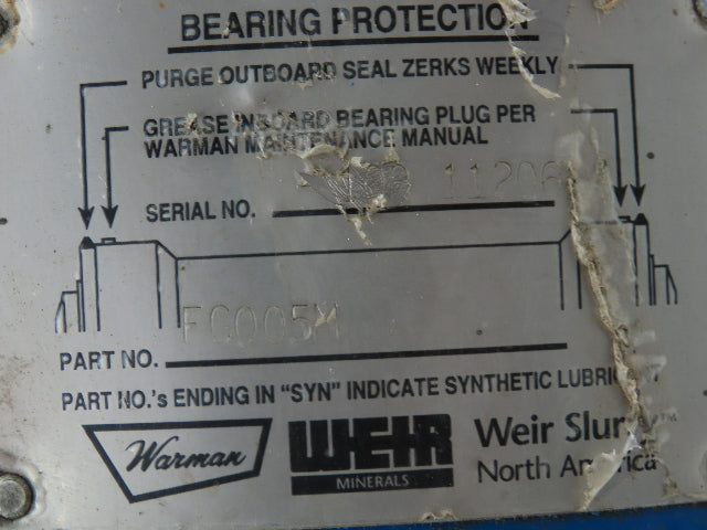 Weir Warman FG005M Slurry Pump Shaft Bearing Cartridge Assembly