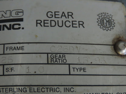 Sterling C26DV Offset Gear Reducer Gearbox 13.95:1 Ratio 125RPM 13060 In-Lbs