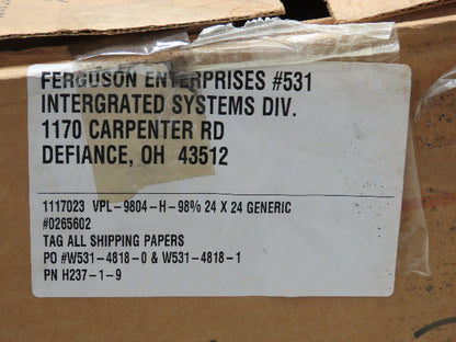 Airguard VPL-9804-H Vari+Plus Synthetic Air Filter 24x24x12" 2000 CFM MERV 16