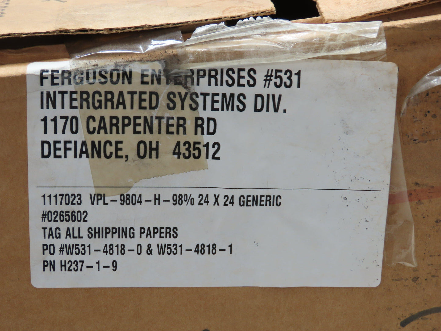 Airguard VPL-9804-H Vari+Plus Synthetic Air Filter 24x24x12" 2000 CFM MERV 16