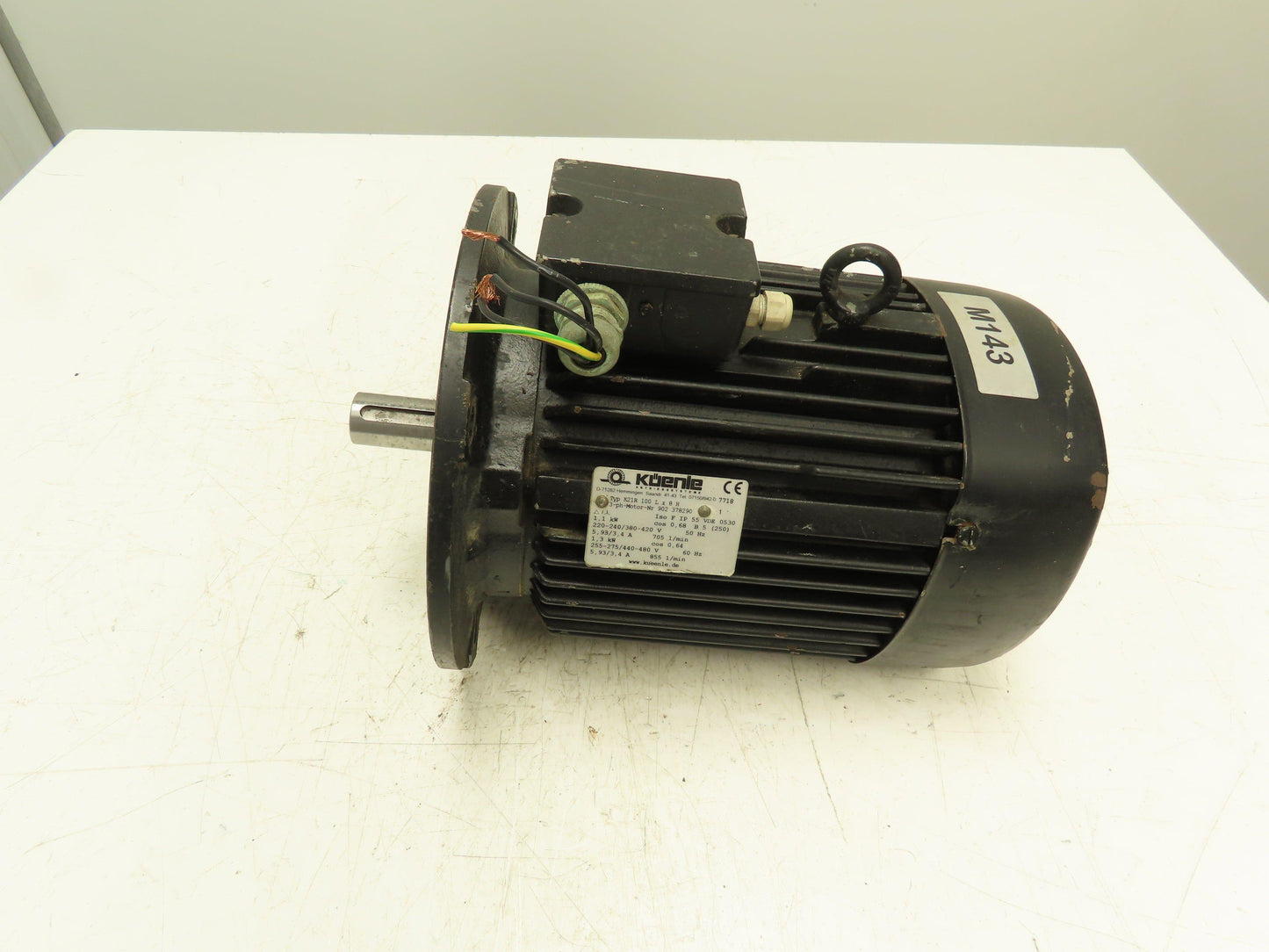 Kuenle K21R 100Lx8H AC Motor 1.3kW 855 RPM 220/480V 3PH 50/60Hz IP55 VDE 0530