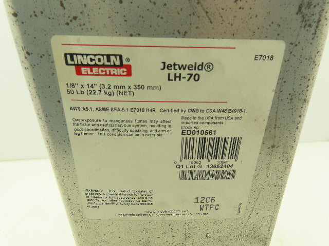 Lincoln JetWeld LH-70 E7018 Steel Stick Welding Rod Electrode 1/8"x 14" 48Lb