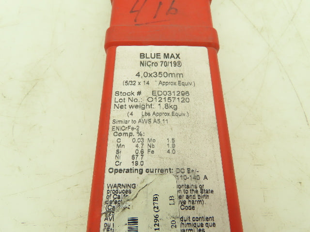 Lincoln Blue Max NiCro 70/19 Alloy Stick Welding Rod Electrode 5/32"x14" 4 Lbs