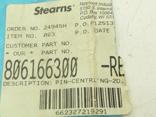 Stearns Brake 806166300 Centralizing Pin Replacement Part  86000 Series