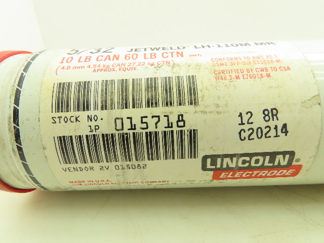 Lincoln LH-110M MR Carbon Steel Stick Welding Rod Electrode  5/32"X14" 10 Lbs