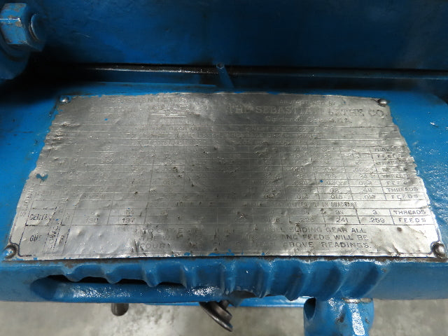 Sebastian Metal Lathe 12"x 60" 2 Hp Motor 220/440V 3Ph 3 Way Hollow Chuck