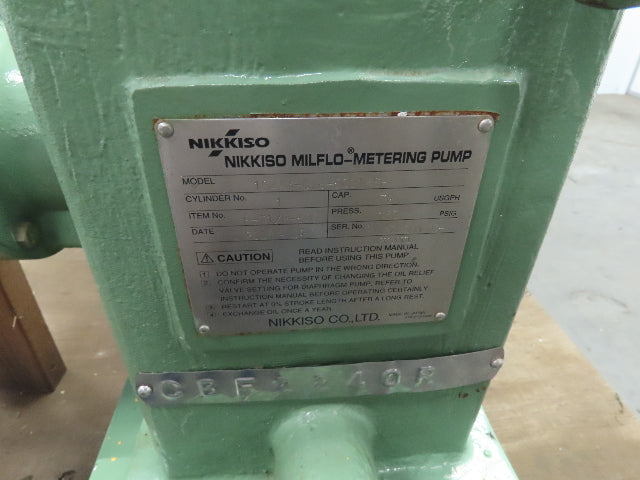 Nikkiso 1S4AY-0.8-50D1MSP Milflo Metering Dosing Pump 72GPH 150PSI 1.25" ASMI