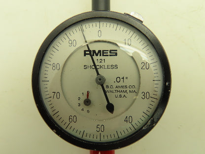 Ames 121 Shockless Inspection Gauge Dial Indicator 1/2" Stroke Measures to .01"