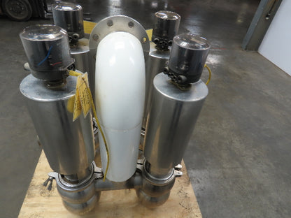 Sudmo DN4"/PN6/1.4404/S SS Sanitary Valve Pneumatic Actuator 4" Outlet Matrix