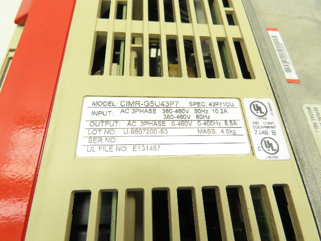 Magnetek CIMR-G5U43P7 Impulse 4008-AFG+ Variable Speed Drive Crane Control VFD