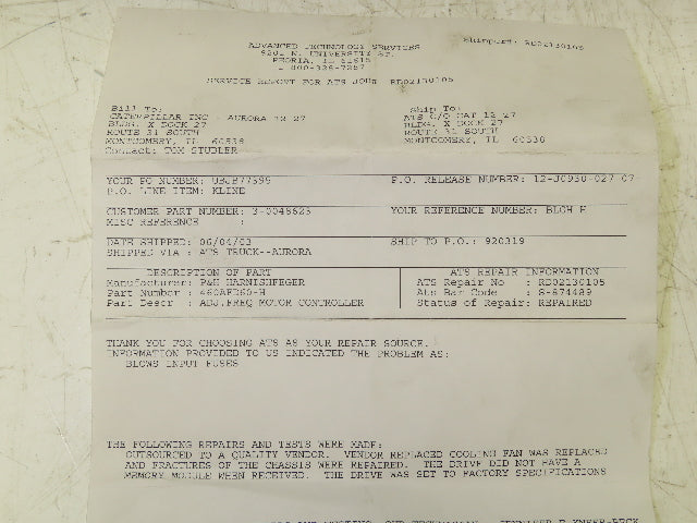 P&H 460AFD60-H Smartorque Adjustable Frequency Drive Crane Control 460V 90A 60Hp