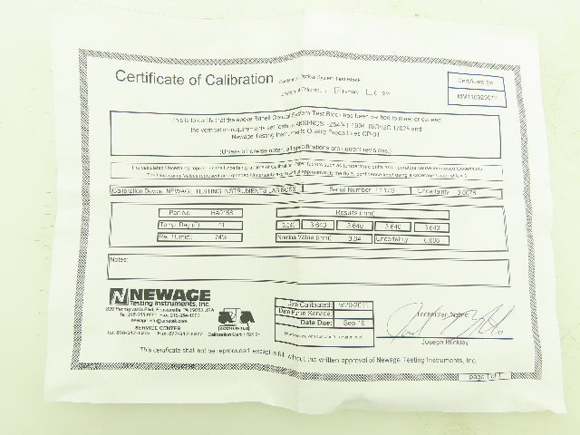 B.O.S.S. Newage HA0158 Calibration Block For Brinell Optical Scanning 3.64MM