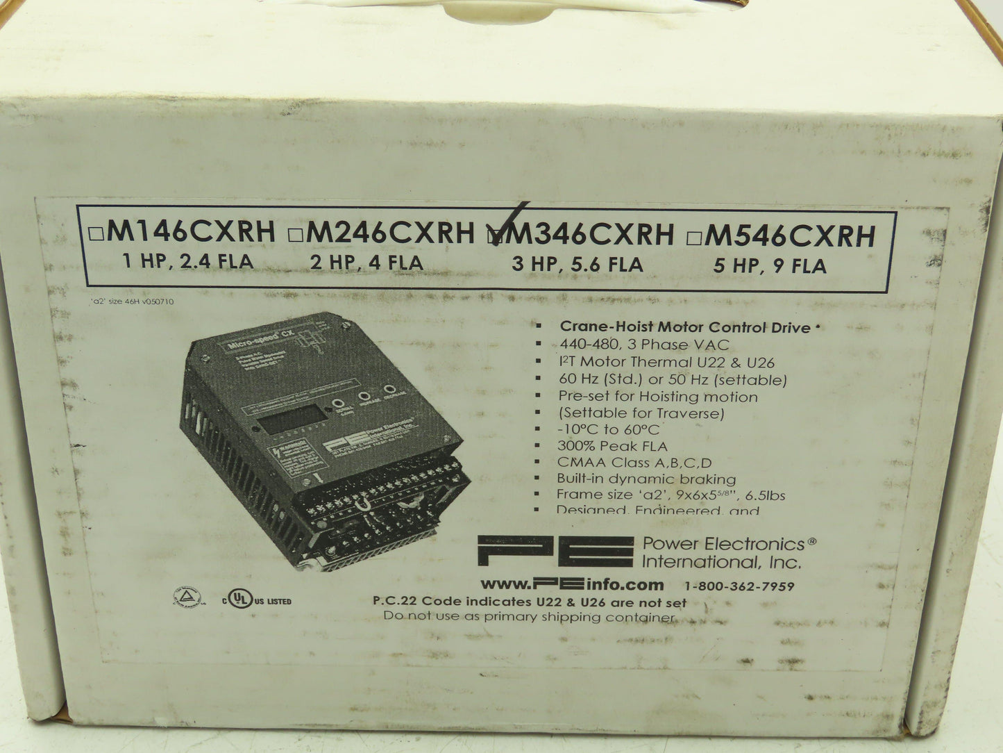 PE M346CXRH Micro Speed CX Adjustable Frequency Drive Crane Control 460V 5.6A