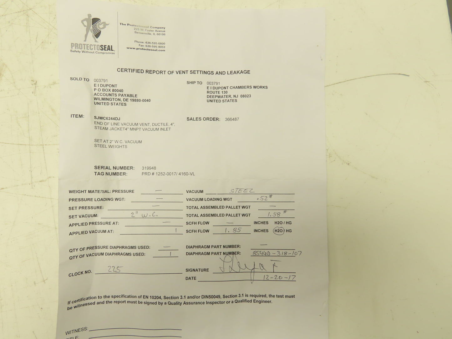 Protectoseal SJWC6244DJ End of Line Vacuum Vent 4"x4" Ductile Iron 2" WC