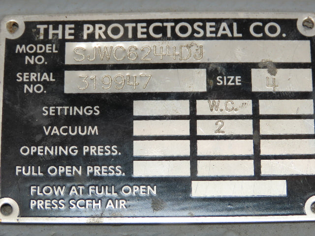 Protectoseal SJWC6244DJ End of Line Vacuum Vent 4"x4" Ductile Iron 2" WC