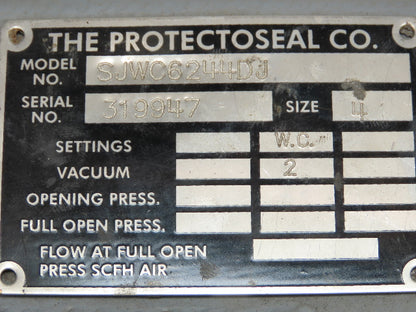 Protectoseal SJWC6244DJ End of Line Vacuum Vent 4"x4" Ductile Iron 2" WC