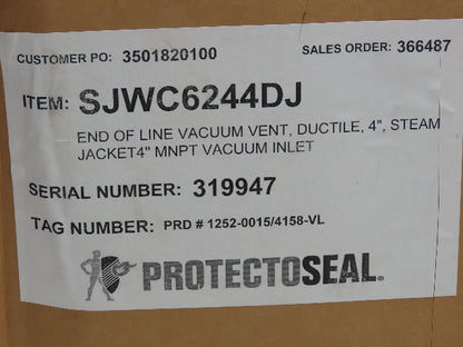 Protectoseal SJWC6244DJ End of Line Vacuum Vent 4"x4" Ductile Iron 2" WC