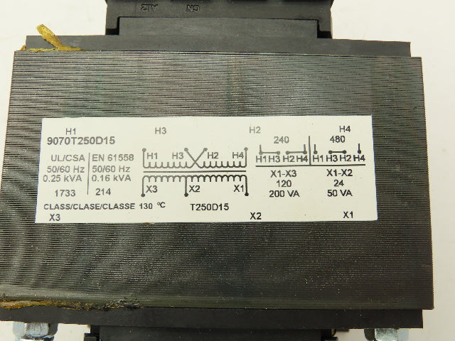 Square D 9070T250D15 Industrial Control Transformer 0.25kva 24/120VAC