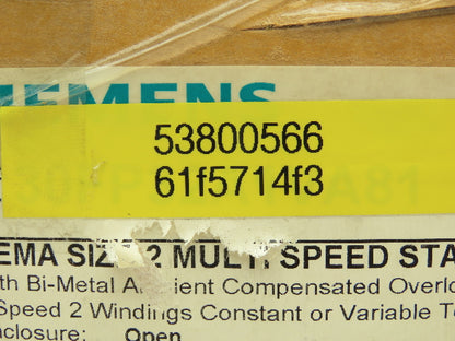 Siemens 30FP32A1VA81 Multi Speed Motor Starter NEMA Size 2 3 Pole 45A 600V