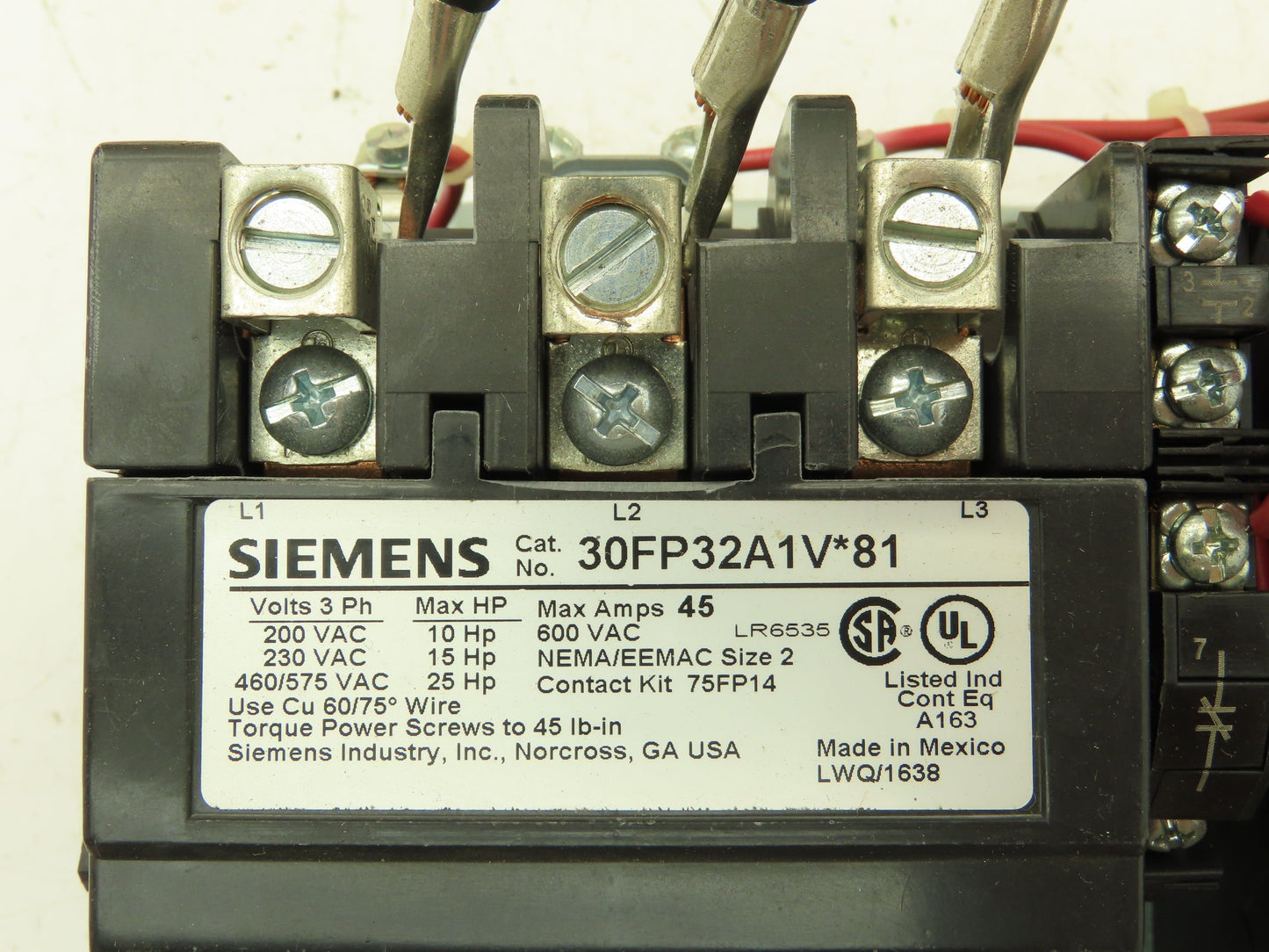 Siemens 30FP32A1VA81 Multi Speed Motor Starter NEMA Size 2 3 Pole 45A 600V