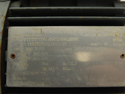 Sew Eurodrive RF17DT71D4 Movimot Inverter Variable Speed Gearmotor 280-1700 RPM