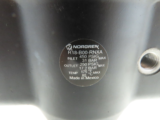 Norgren R18-B00-RNXA Pneumatic Air Regulator Valve 1-1/2" NPT 250PSIG Output