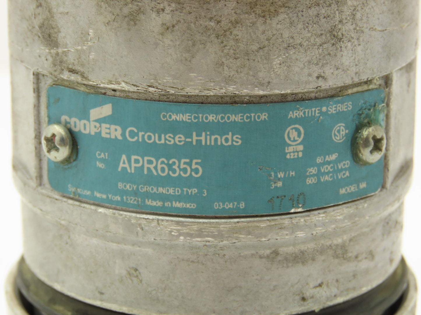 Cooper APR6355 Arktite Connector Pin & Sleeve Receptacle Plug 60A 3W 3P 600VAC