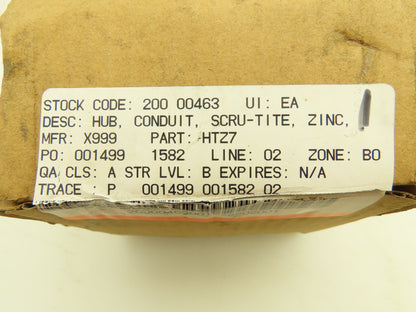 Crouse-Hinds HTZ7 Conduit Hub Sru-Tite Zinc Raintight Insulated Throat 2-1/2"