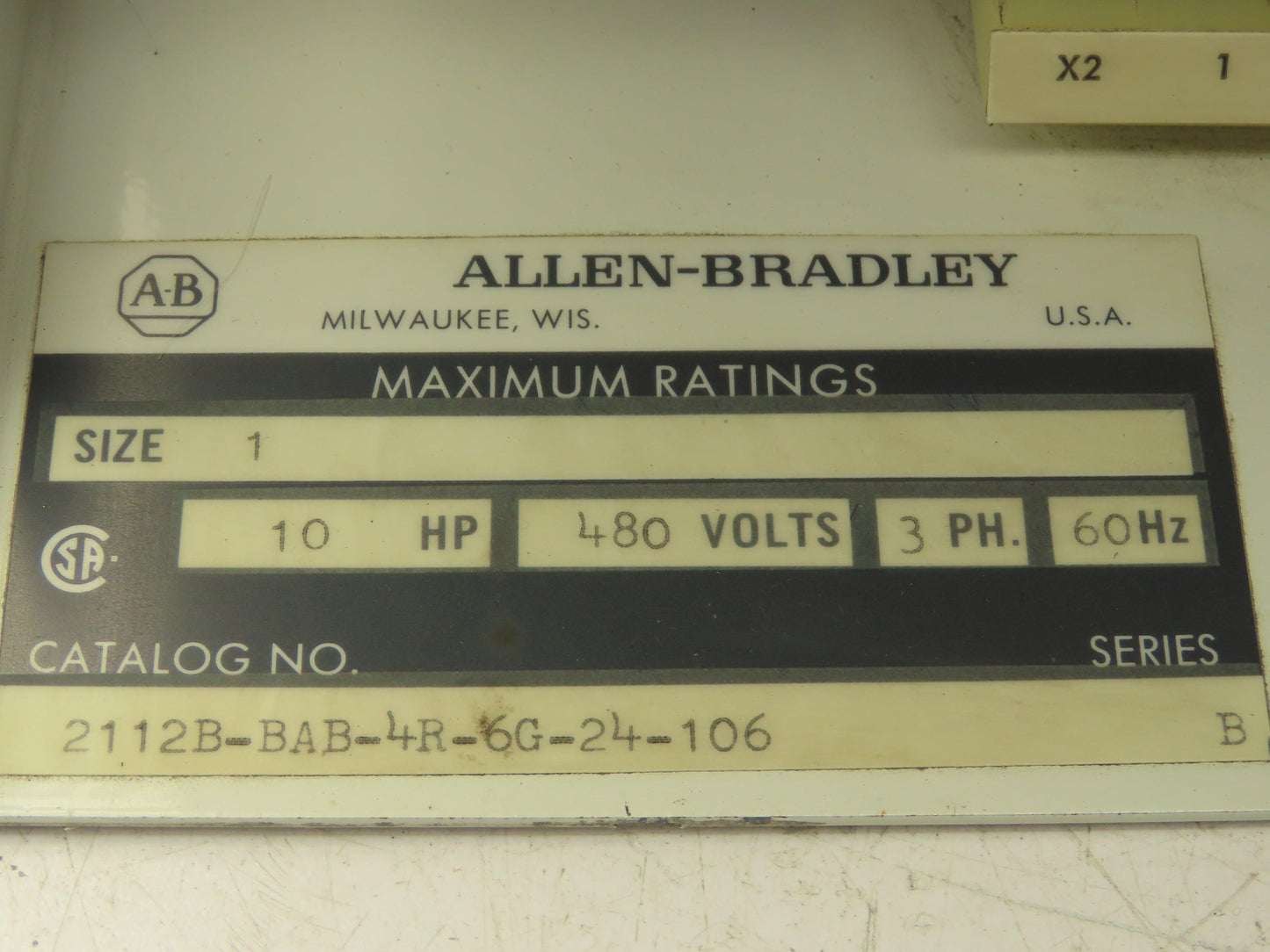 Allen Bradley 2112B-BAB-4R-6G-24-106 MCC Bucket Motor Starter 10Hp 480V 3Ph Sz 1