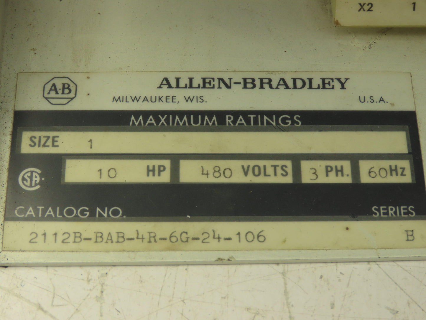 Allen Bradley 2112B-BAB-4R-6G-24-106 MCC Bucket Motor Starter 10Hp 480V 3Ph Sz 1