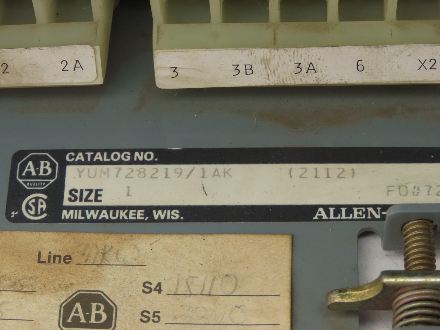 Allen Bradley YUM728219/1AK MCC Bucket Motor Starter 10Hp 480V 3Ph Sz 1