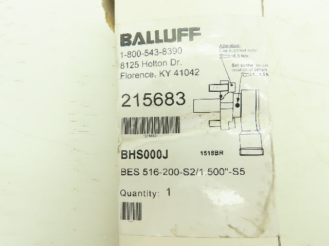Balluff BES516-200-S2/1.500"S5 Strokemaster Inductive Sensor 3000 PSI N.O. 250V