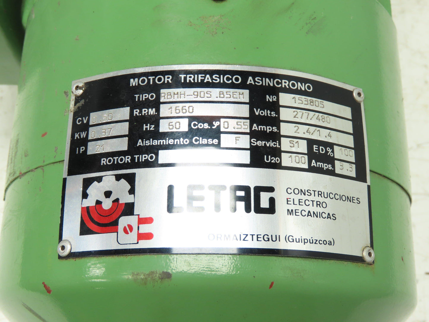 LETAG Tandem 2-Speed Dual AC Motor 0.5/3Hp 1660-1710 RPM 277/480V 3PH IEC S1