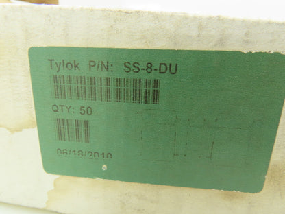 Tylok SS-8-DU Double Ferrule Union 1/2 " Tube 316 Stainless Steel Lot Of 10